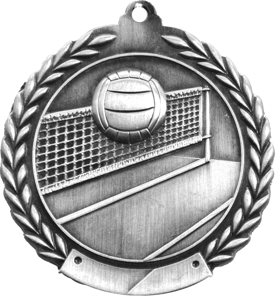 Silver 2.75" Wreath Volleyball Medal