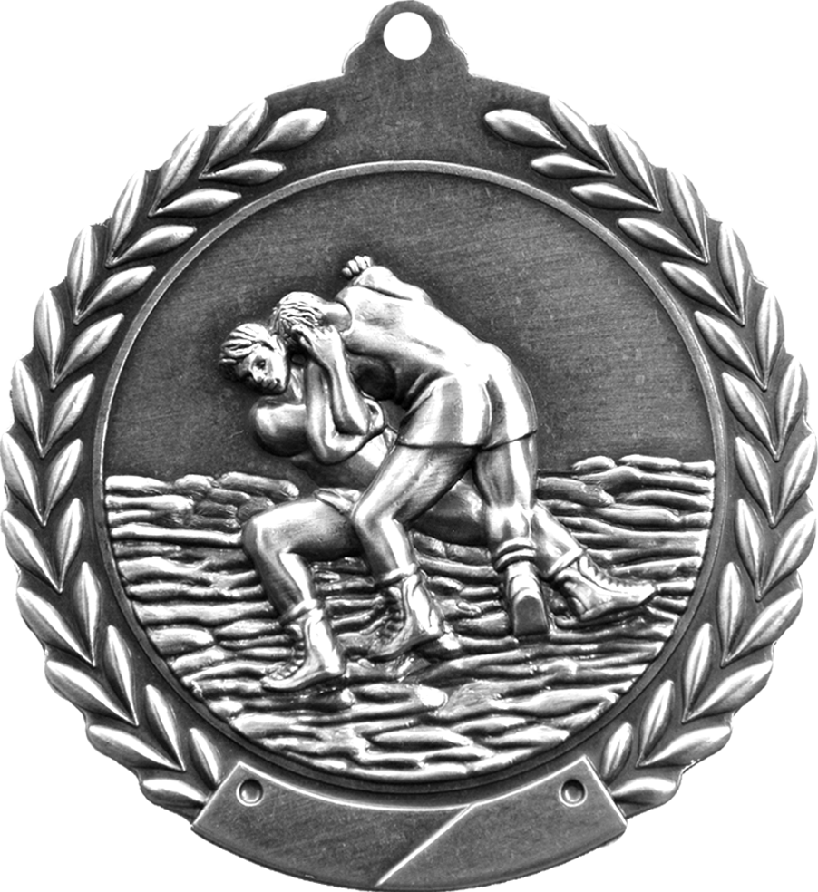 Silver Cheap Wreath Wrestling Medal