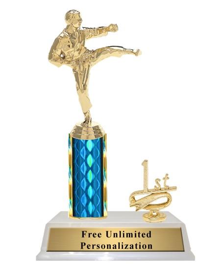 Martial Arts Column Trophy With Trim