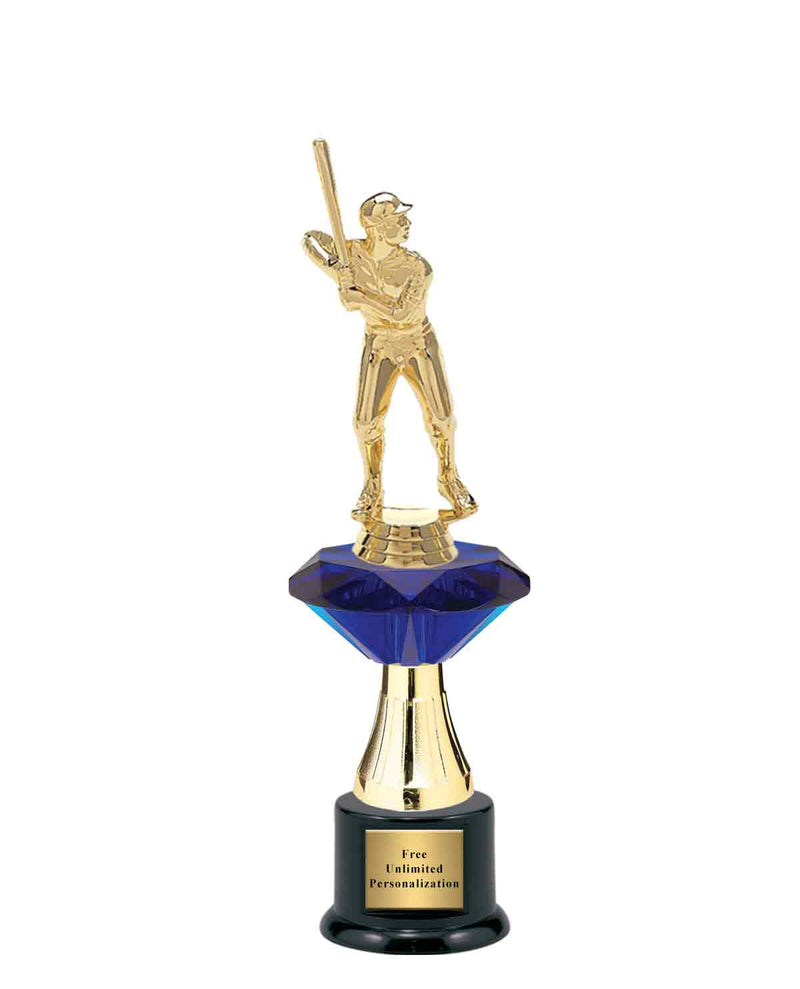Medium Blue Jewel Riser Baseball Trophy