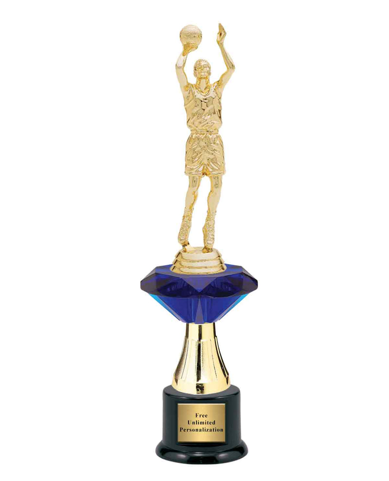 Medium Blue Jewel Riser Basketball Trophy