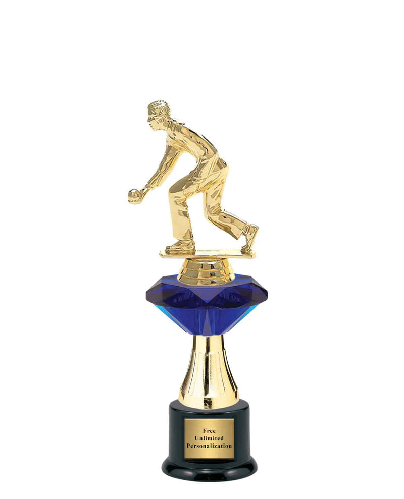 Medium Blue Jewel Riser Bocce Trophy