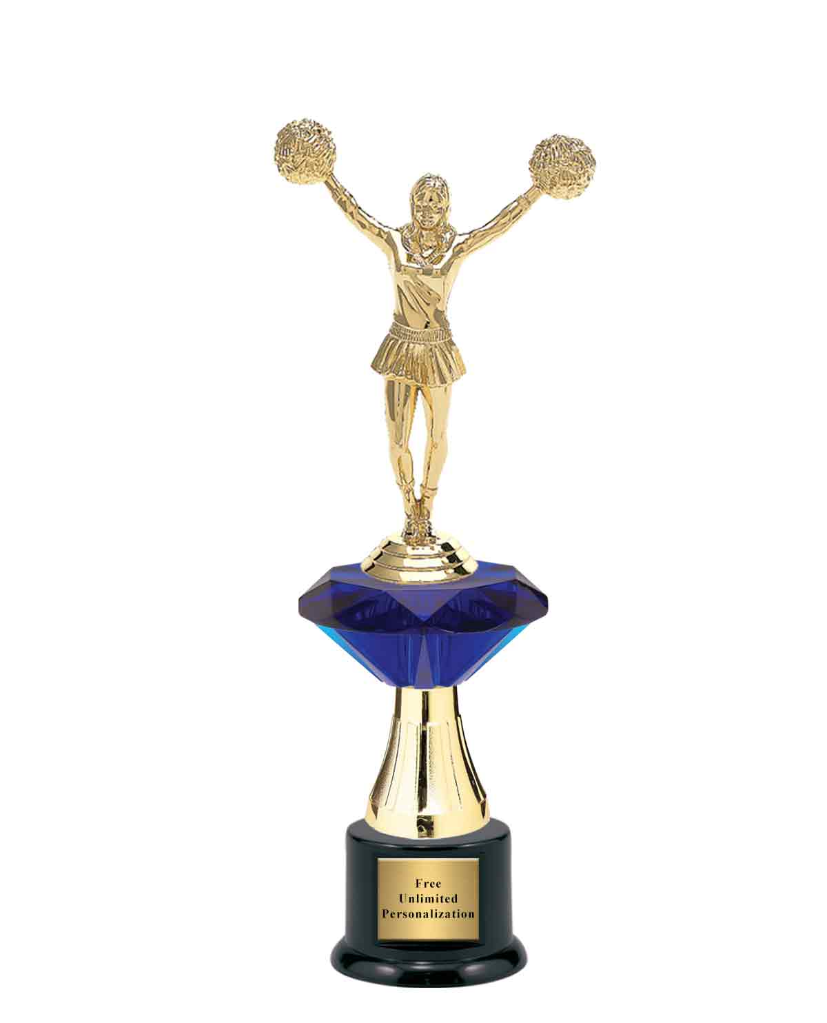 Medium Blue Jewel Riser Cheer Trophy