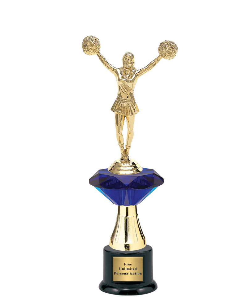 Medium Blue Jewel Riser Cheer Trophy