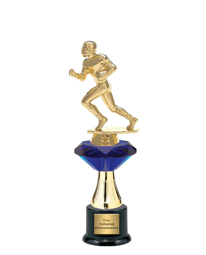 Medium Blue Jewel Riser Football Trophy