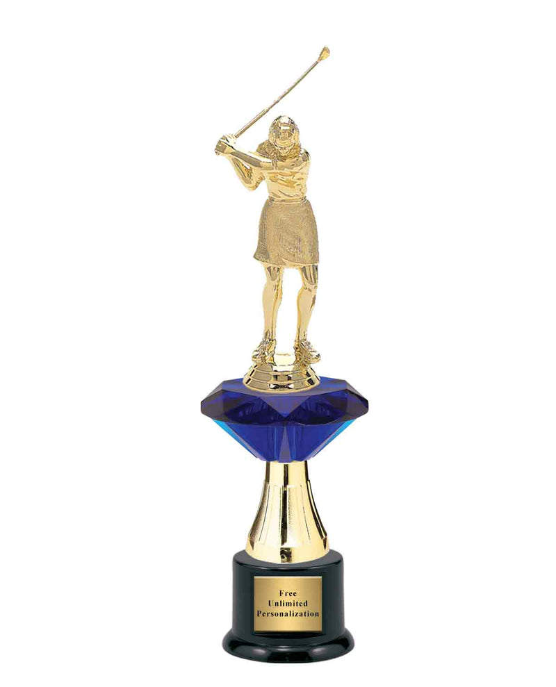 Medium Blue Jewel Riser Golf Trophy