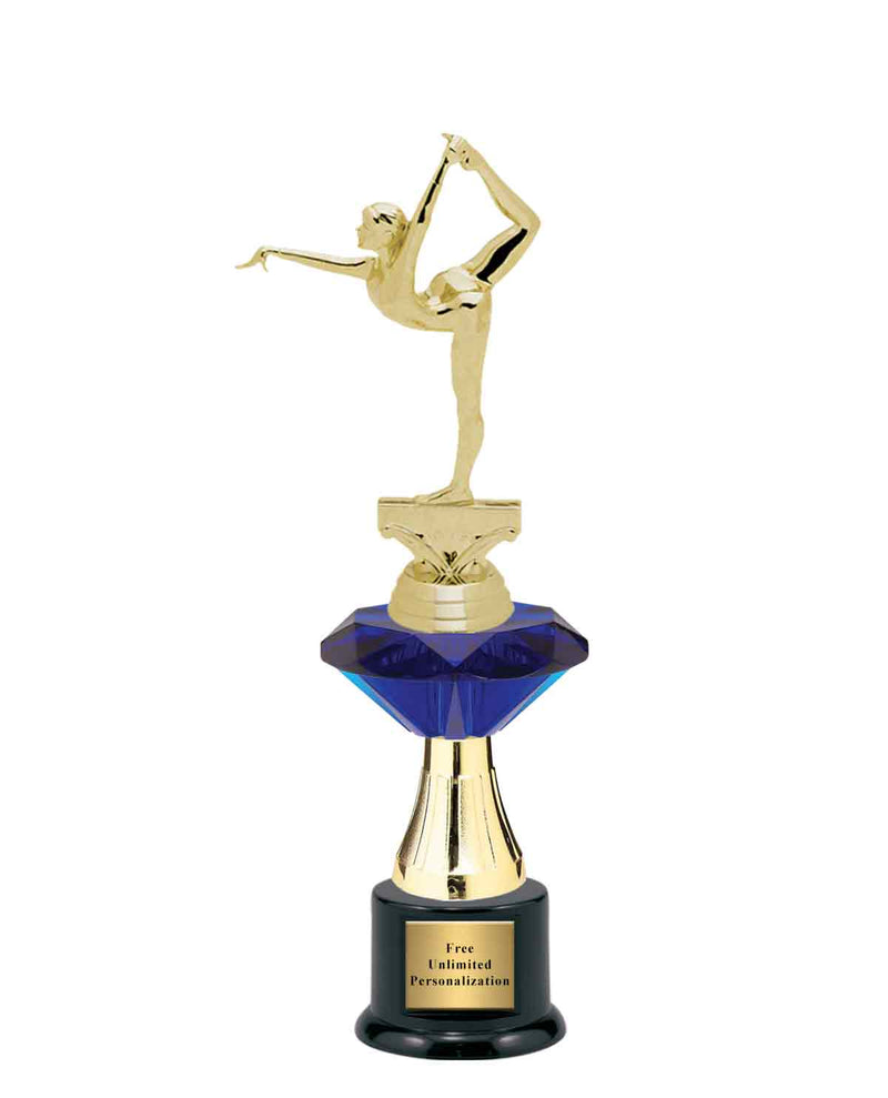 Medium Blue Jewel Riser Gymnastics Trophy