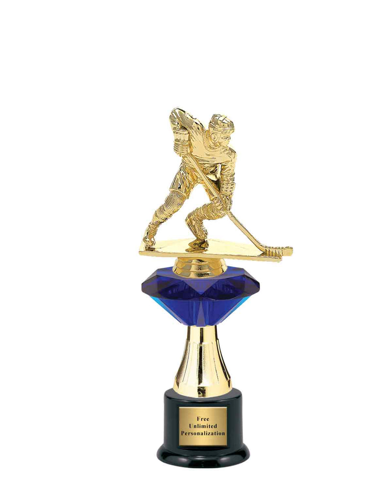 Medium Blue Jewel Riser Hockey Trophy