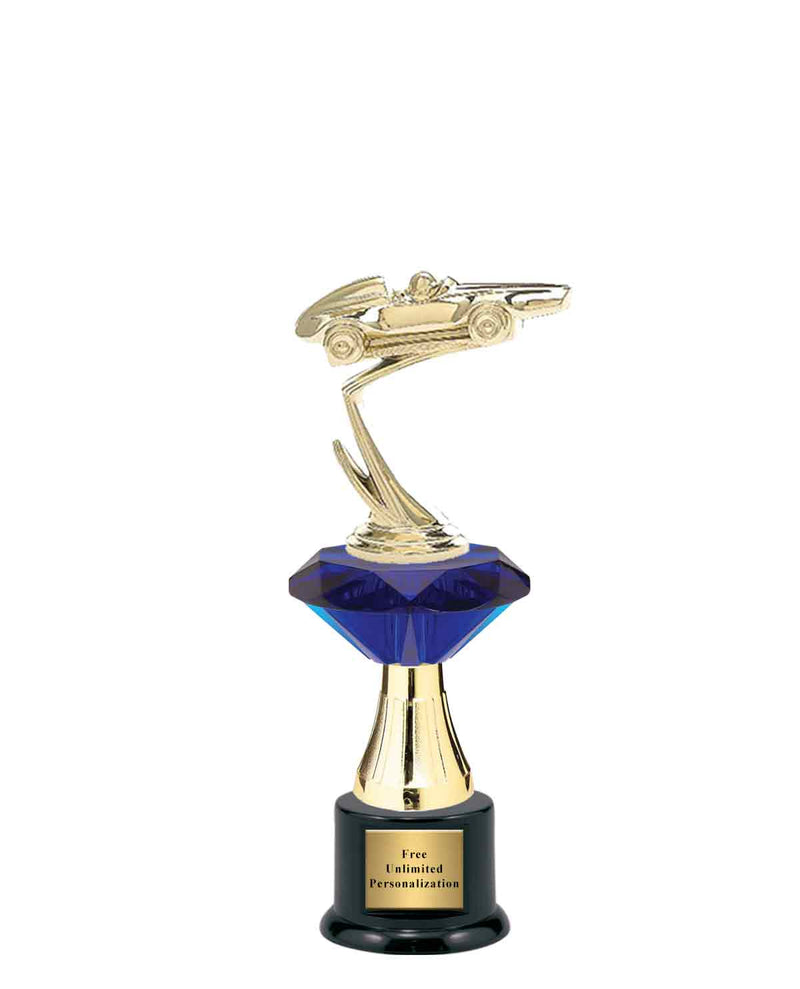 Medium Blue Jewel Riser Pinewood Derby Trophy