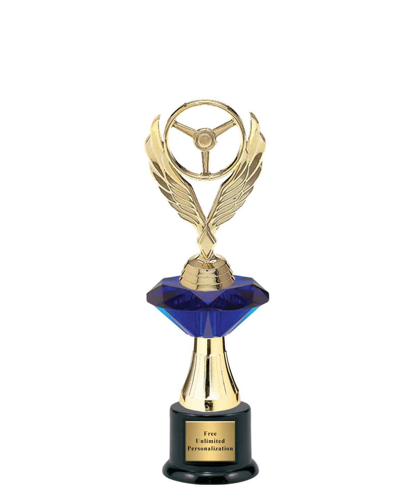 Medium Blue Jewel Riser Racing Trophy