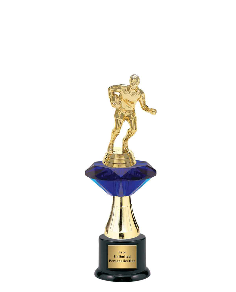 Medium Blue Jewel Riser Rugby Trophy