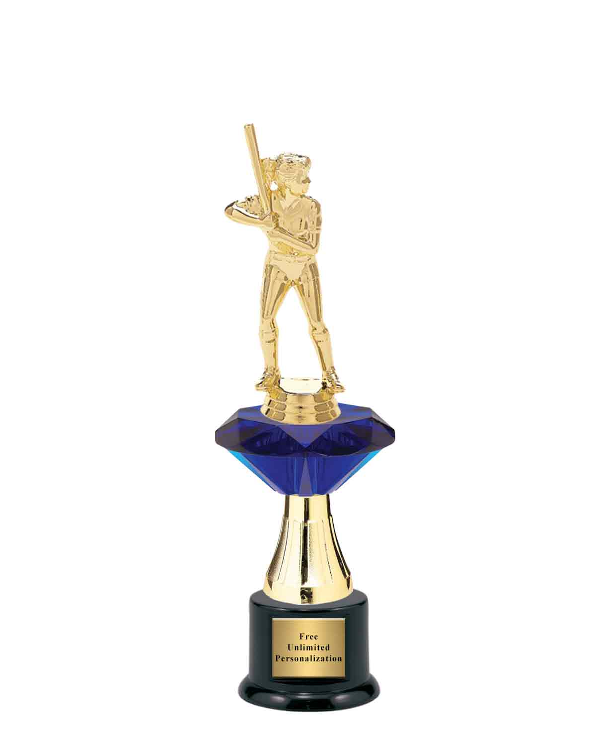 Medium Blue Jewel Riser Softball Trophy