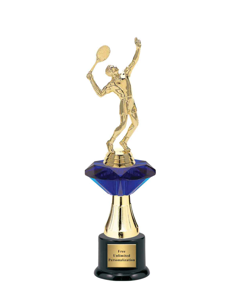 Medium Blue Jewel Riser Tennis Trophy