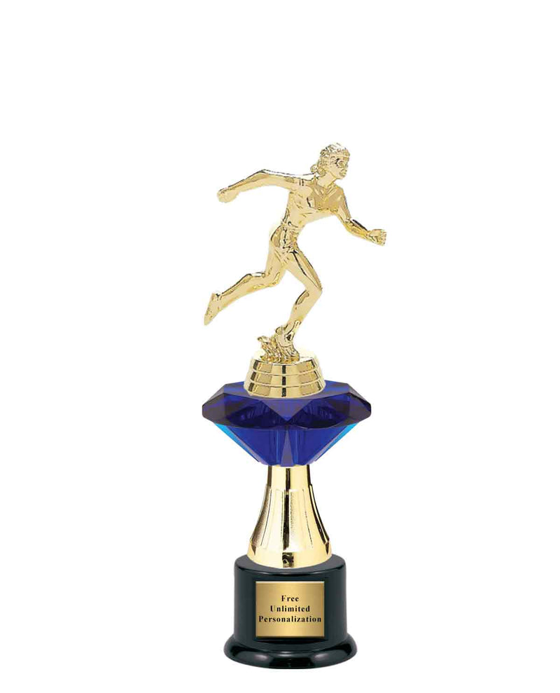 Medium Blue Jewel Riser Track Trophy