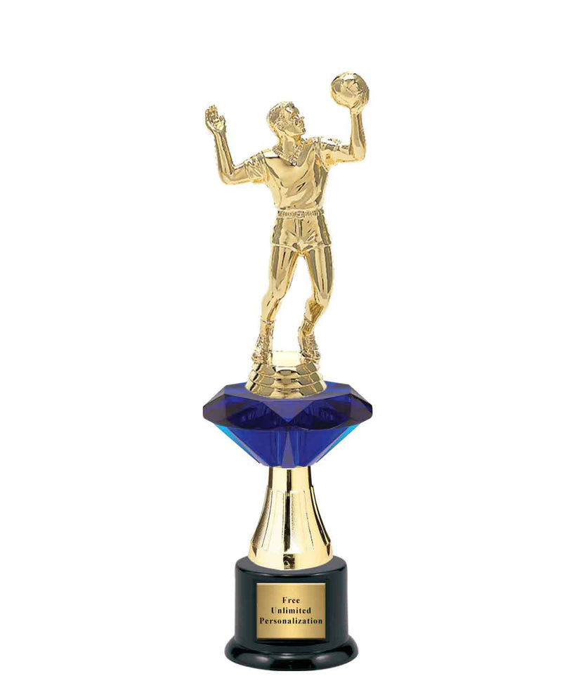 Medium Blue Jewel Riser Volleyball Trophy