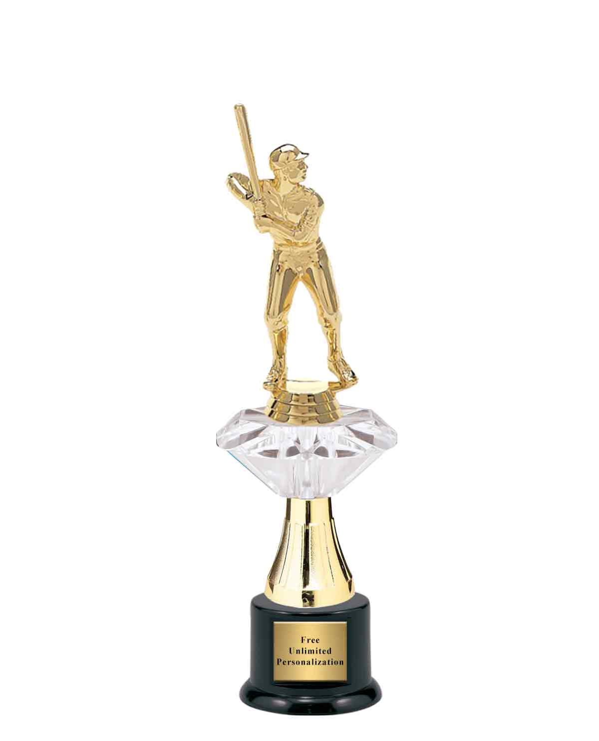 Medium Clear Jewel Riser Baseball Trophy