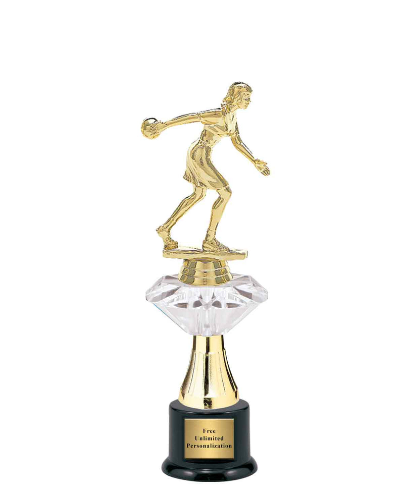 Medium Clear Jewel Riser Bowling Trophy