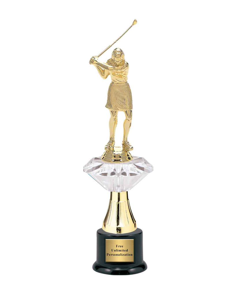 Medium Clear Jewel Riser Golf Trophy
