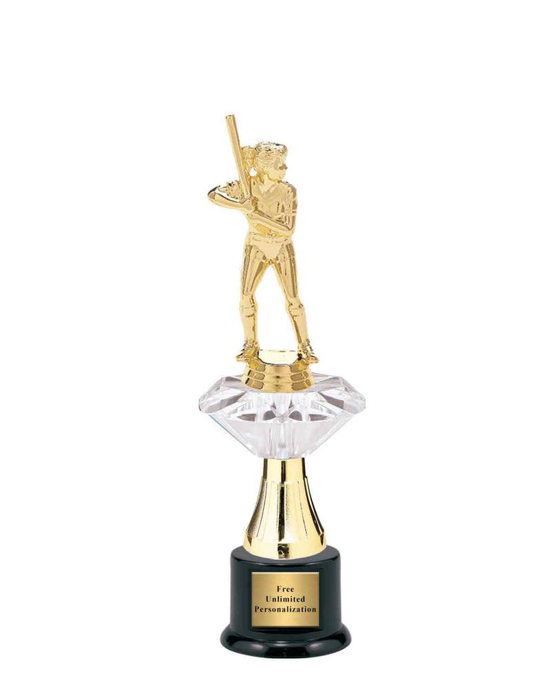 Medium Clear Jewel Riser Softball Trophy