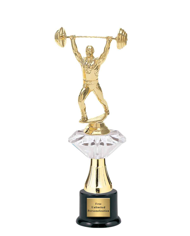 Medium Clear Jewel Riser Weightlifting Trophy