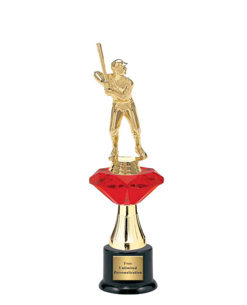 Medium Red Jewel Riser Baseball Trophy