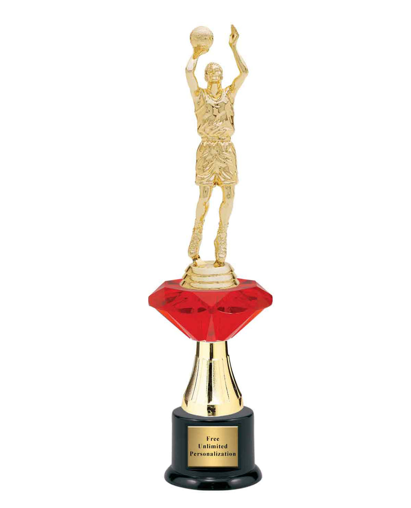 Medium Red Jewel Riser Basketball Trophy
