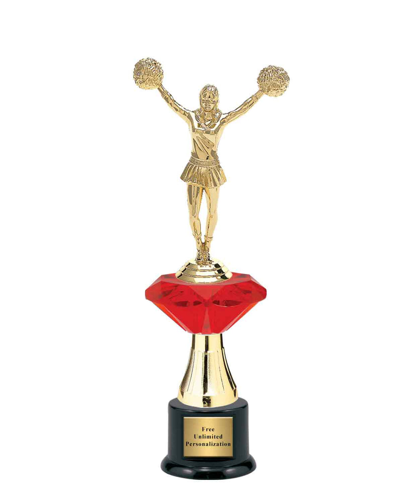 Medium Red Jewel Riser Cheer Trophy