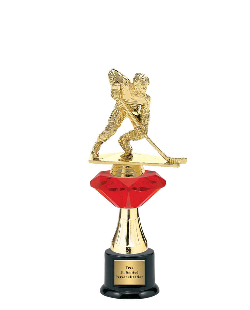 Medium Red Jewel Riser Hockey Trophy