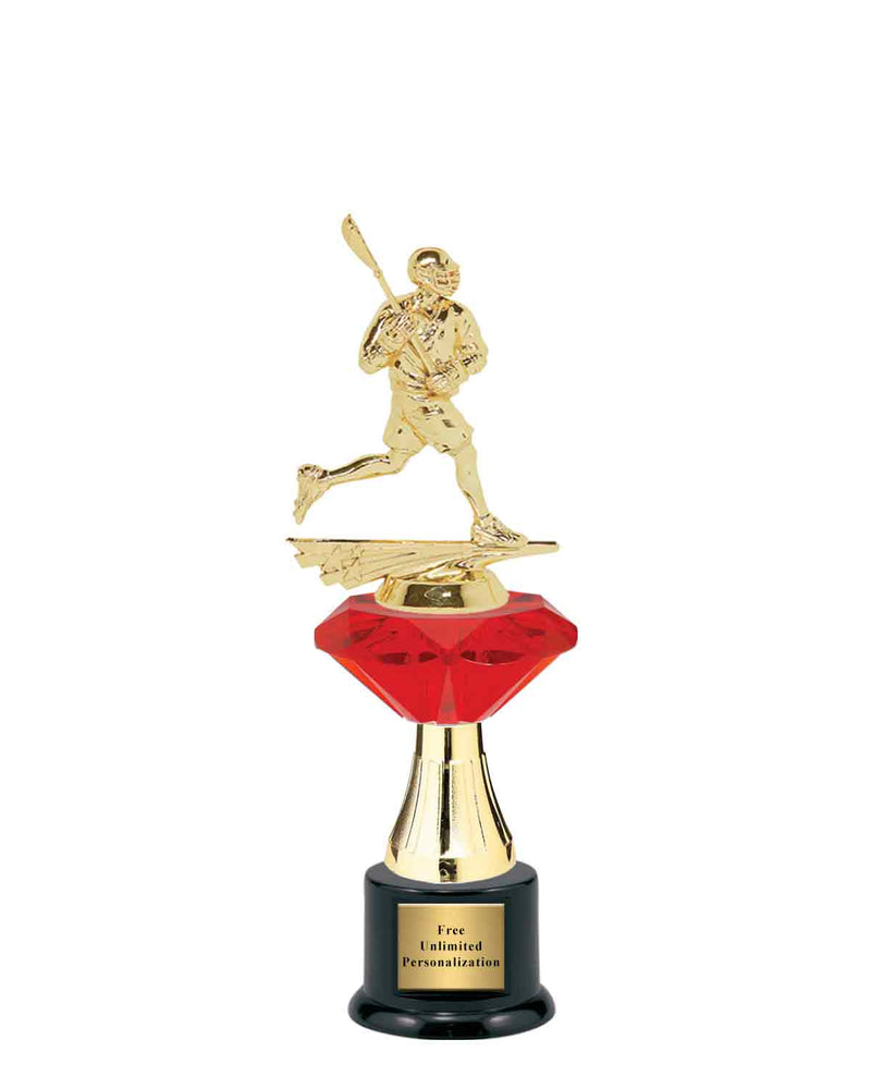 Medium Red Jewel Riser Lacrosse Trophy