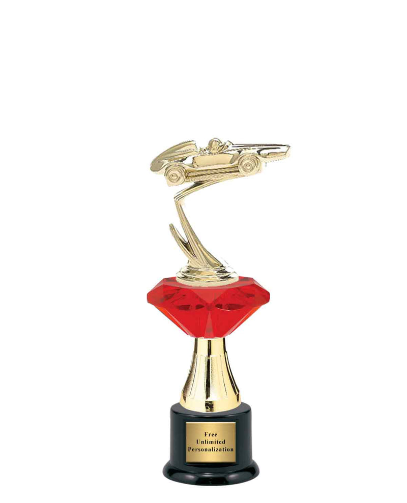 Medium Red Jewel Riser Pinewood Derby Trophy