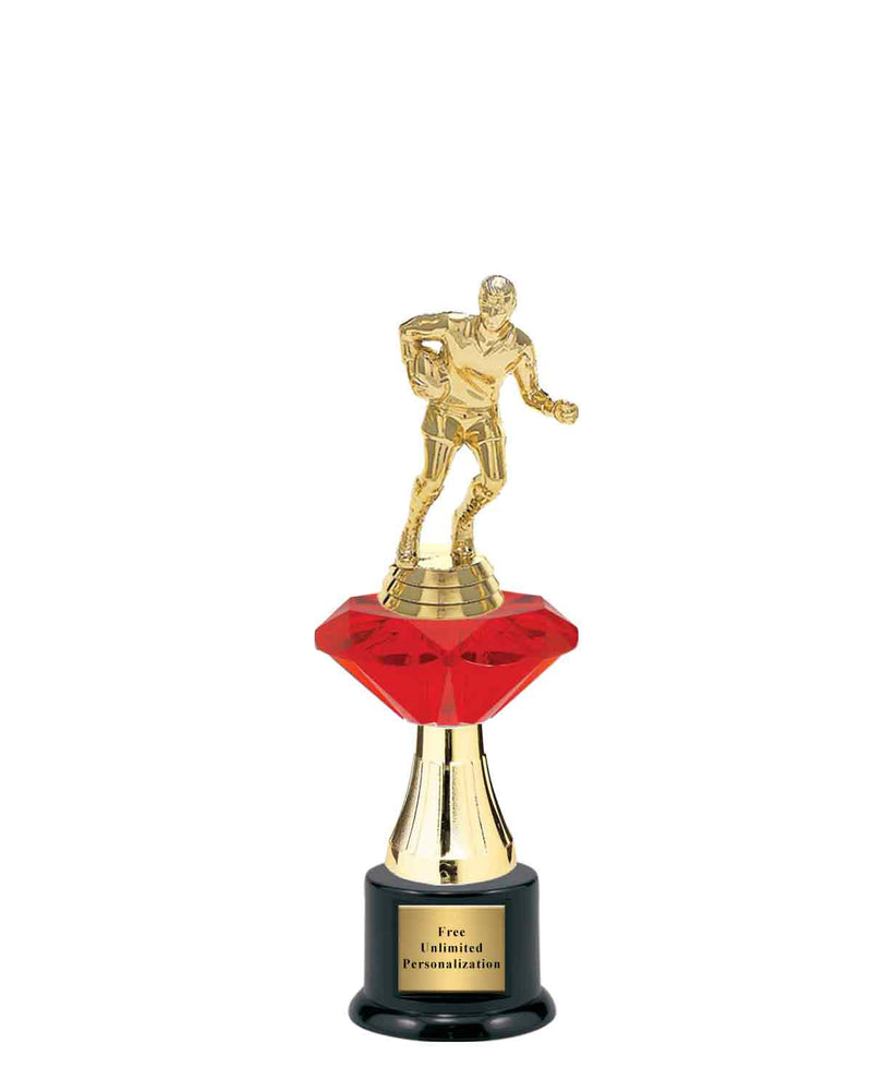 Medium Red Jewel Riser Rugby Trophy