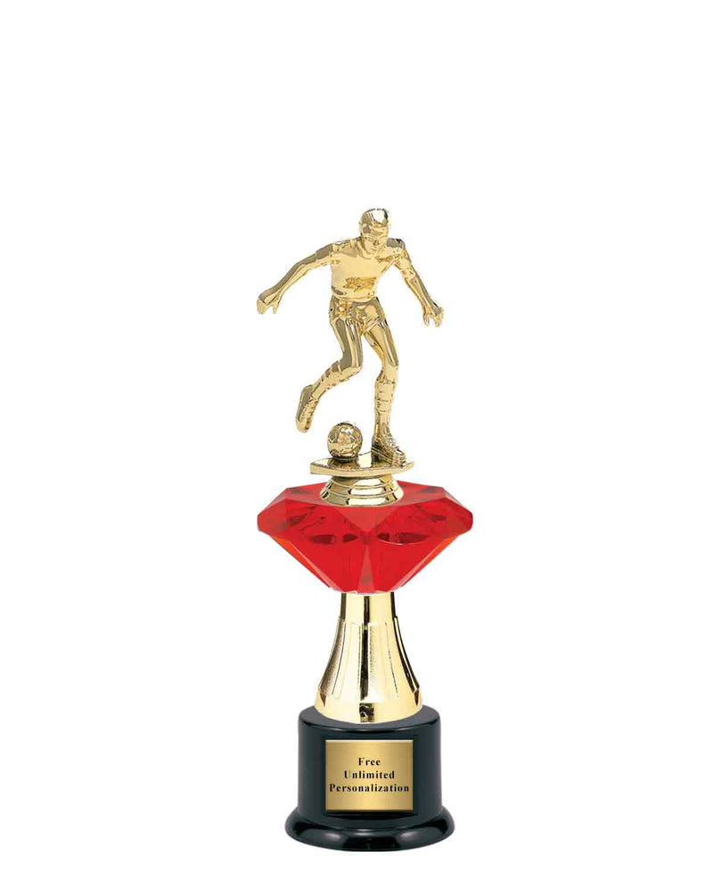 Medium Red Jewel Riser Soccer Trophy