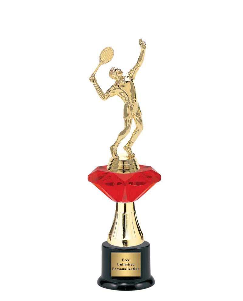 Medium Red Jewel Riser Tennis Trophy