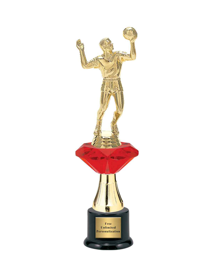 Medium Red Jewel Riser Volleyball Trophy
