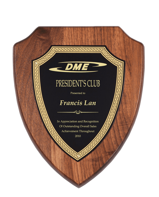 Genuine Walnut Shield Plaque