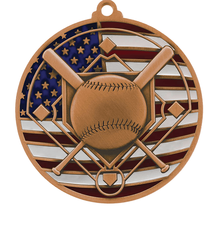 Bronze USA Flag Baseball Medal