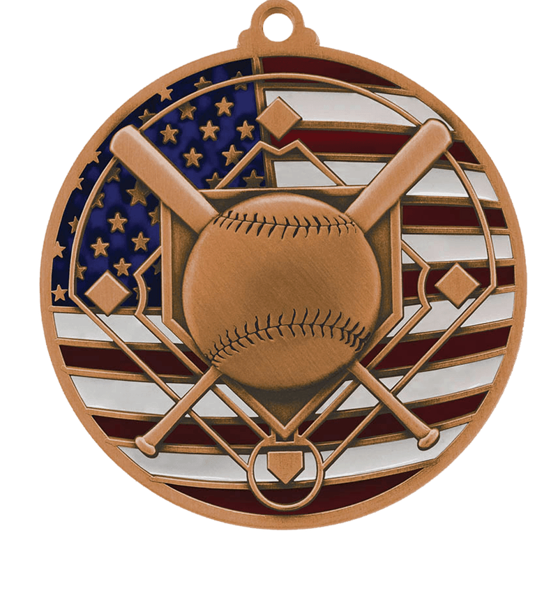 Bronze USA Flag Baseball Medal