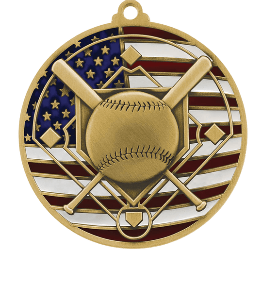 USA Flag Baseball Medal