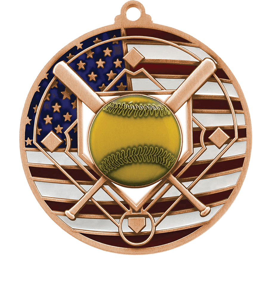 Bronze USA Flag Softball Medal