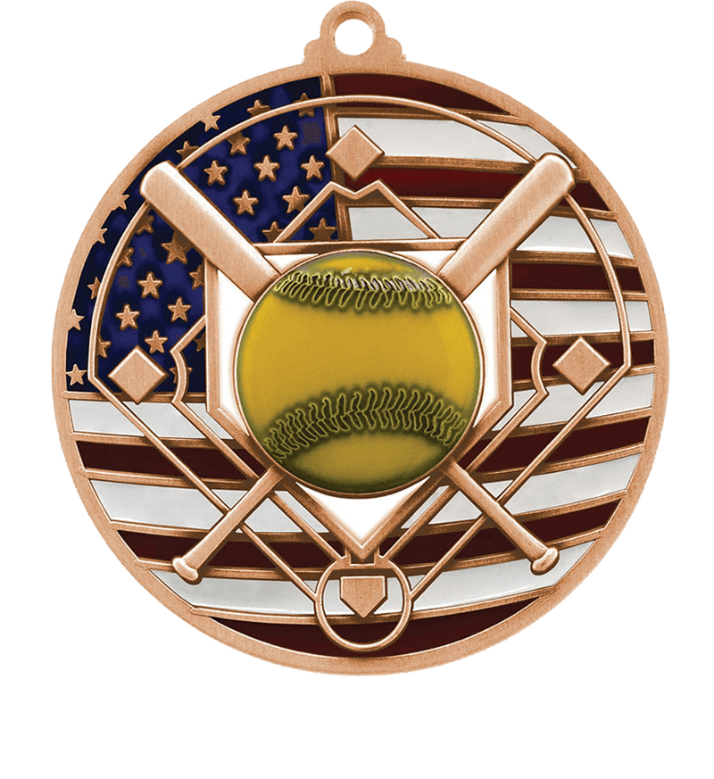 Bronze USA Flag Softball Medal