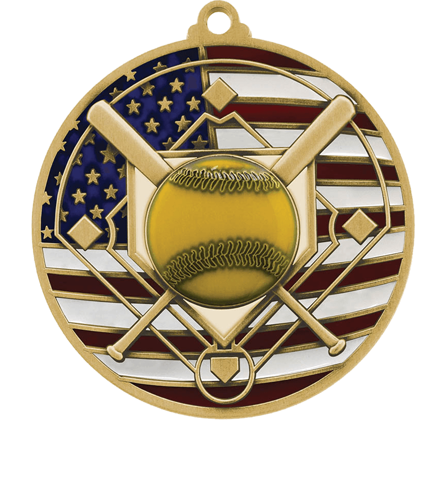 Gold USA Flag Softball Medal