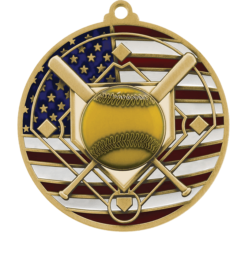 Gold USA Flag Softball Medal