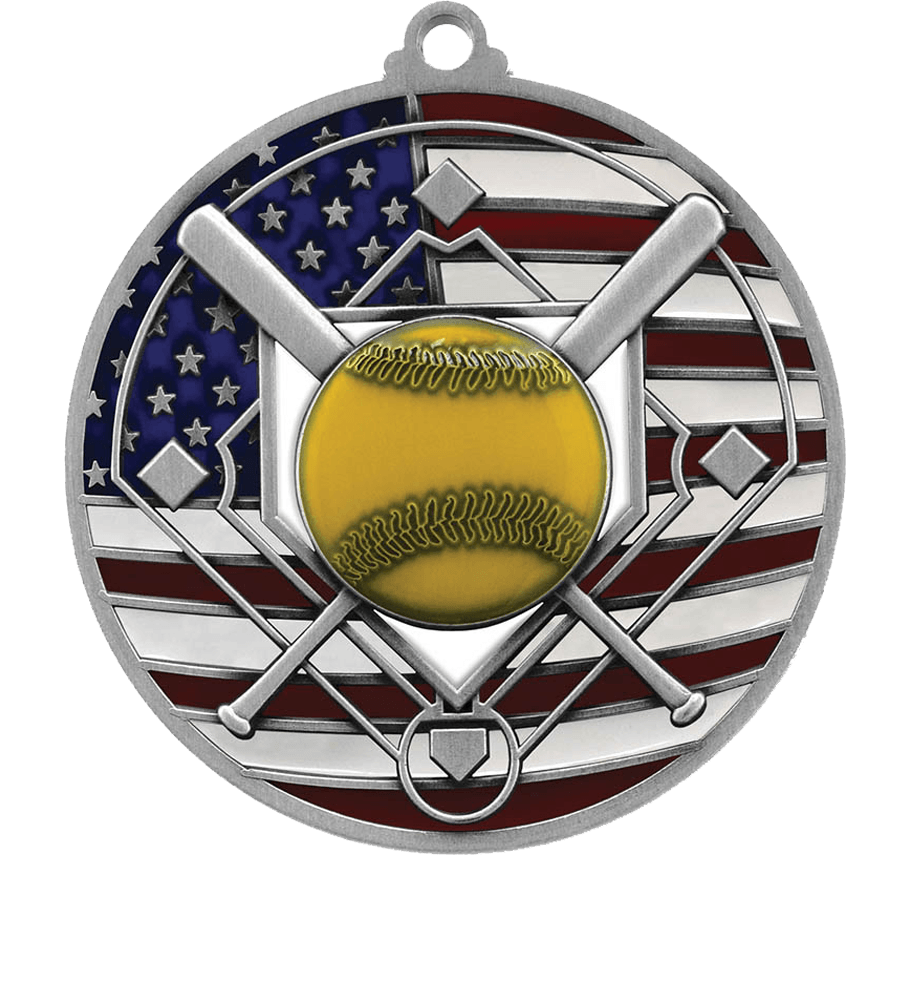 Silver USA Flag Softball Medal