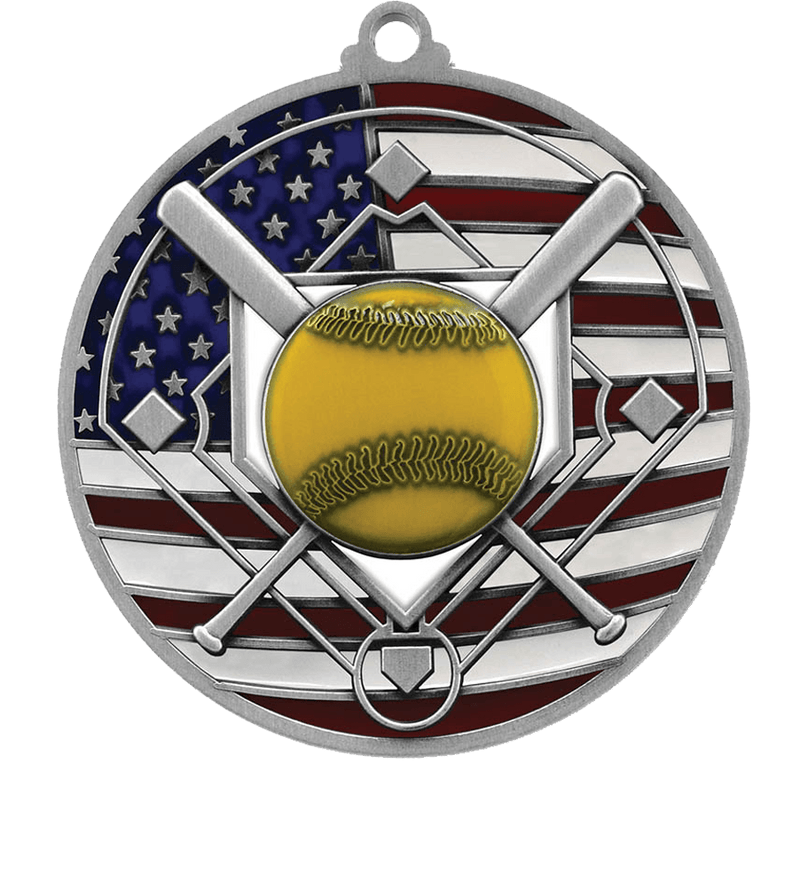 Silver USA Flag Softball Medal