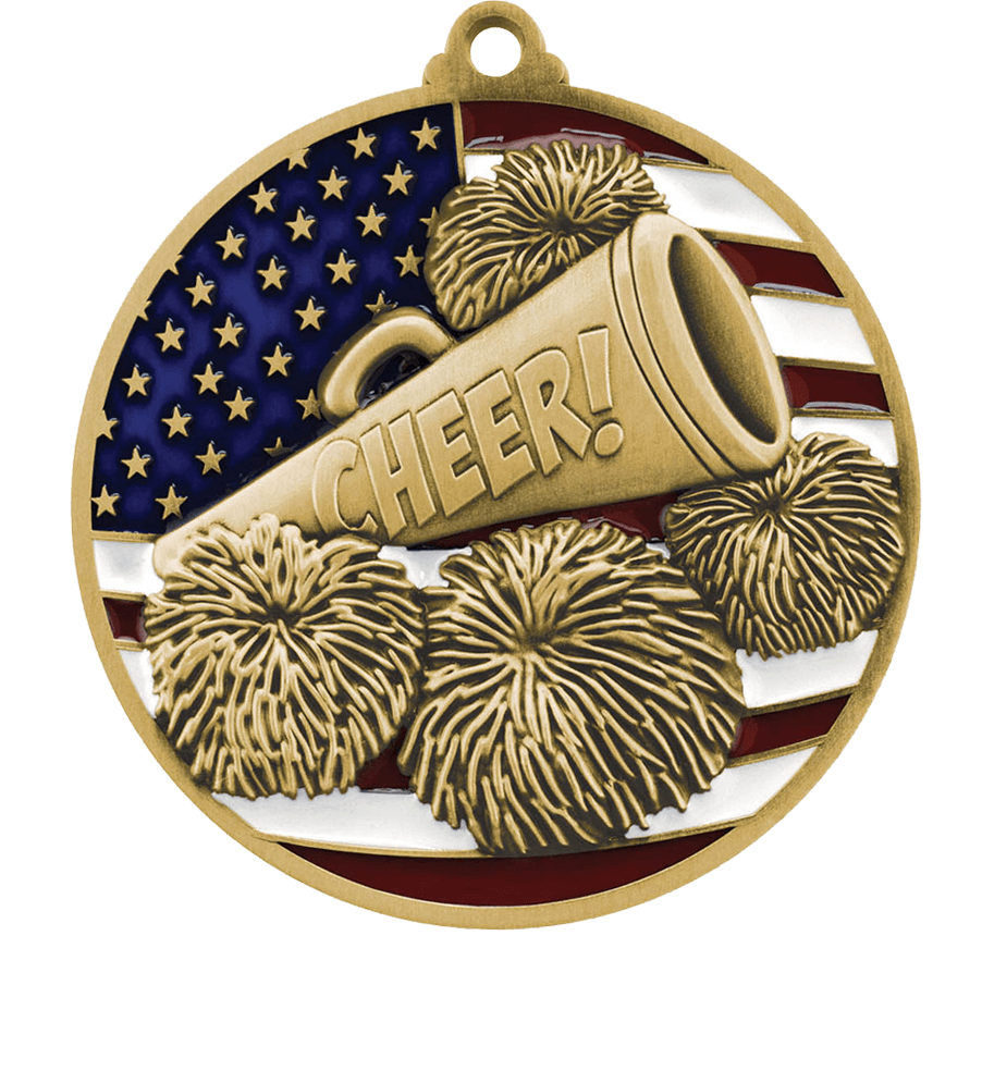 Gold USA Flag Cheer Medal