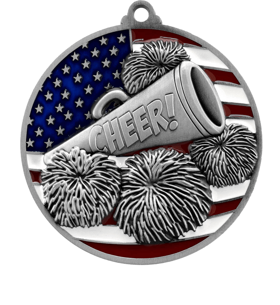 Silver USA Flag Cheer Medal