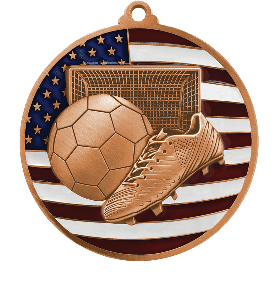 Bronze USA Flag Soccer Medal