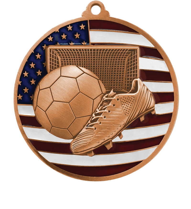 Bronze USA Flag Soccer Medal