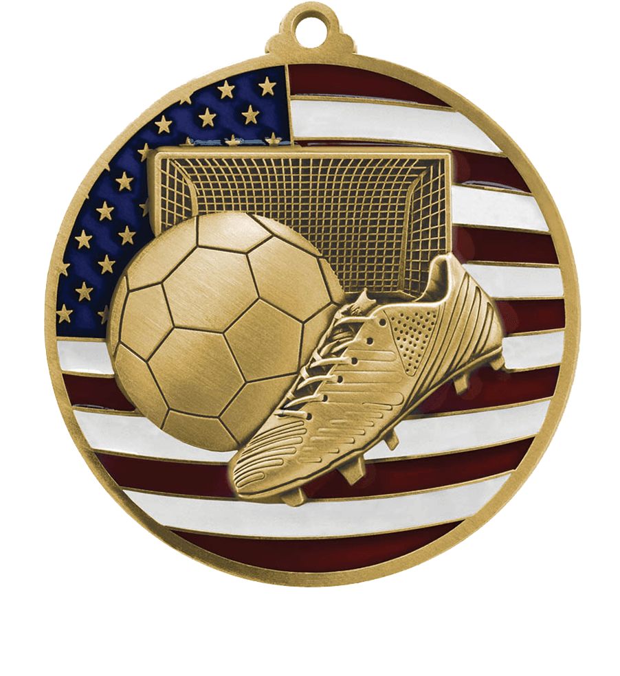 Gold USA Flag Soccer Medal