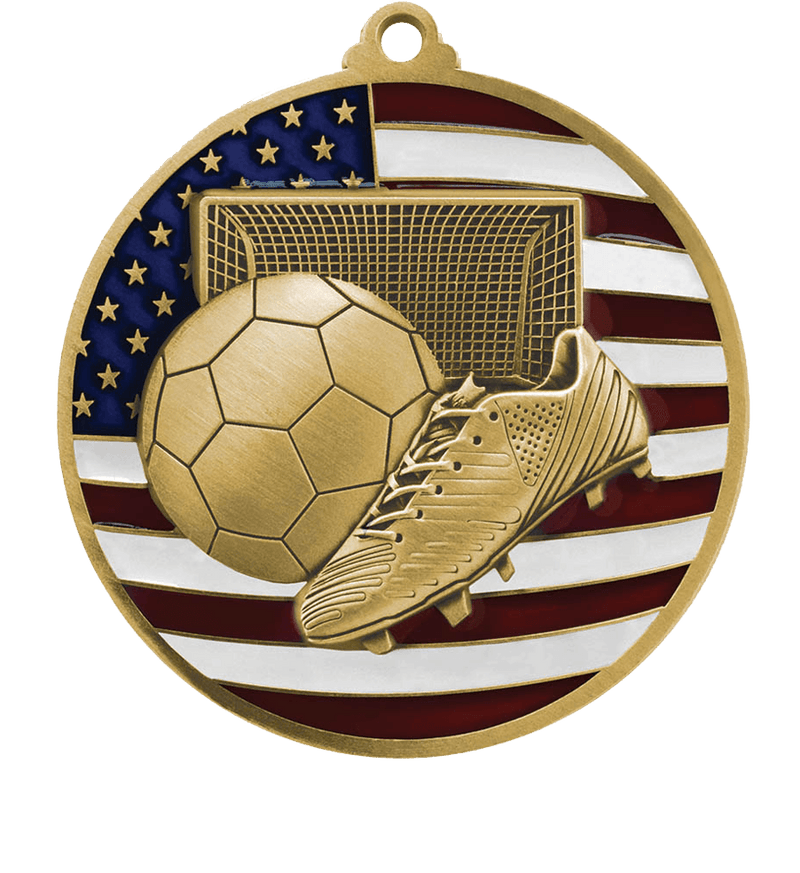 Gold USA Flag Soccer Medal
